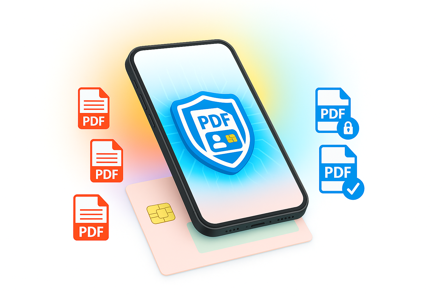 NFCカードとスマートフォンによる電子署名のイメージ